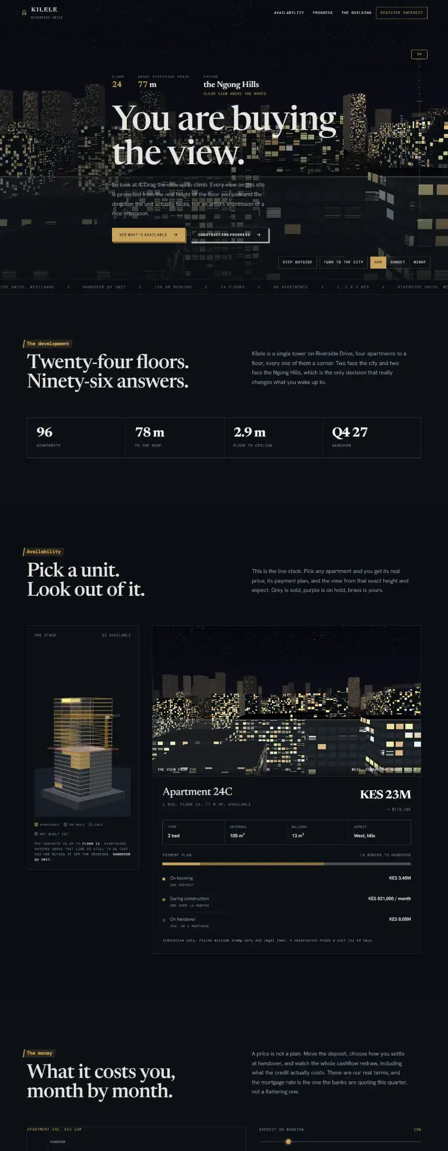 Kilele: an off-plan property site that projects the view from each apartment